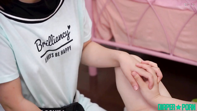 Brunette fingers deep under shower, diaper open - ABDL Porn
