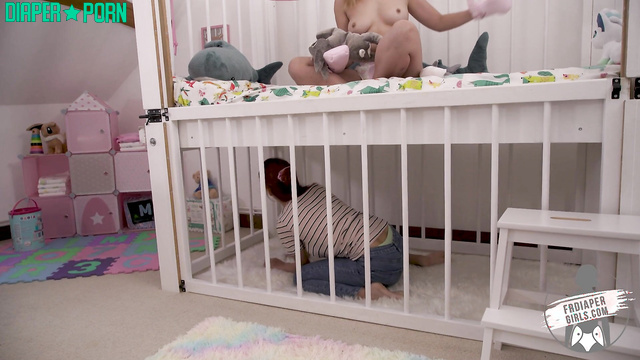 Bound redhead sucking on soother topless - FRDiapergirls