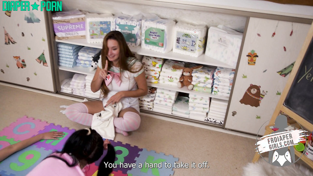 Multicolored hair sluts grinding in nappies - FRDiapergirls