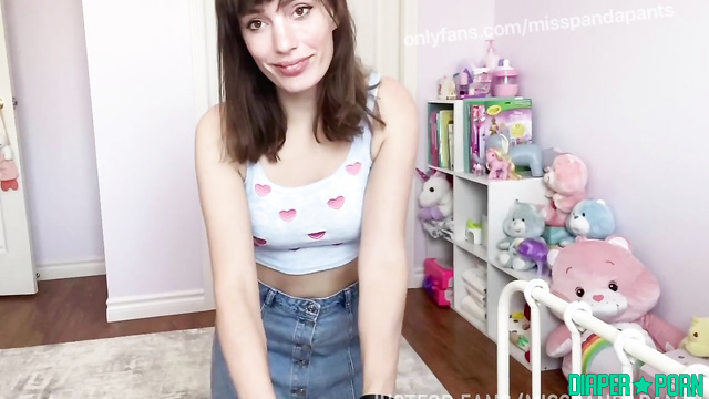 Brunette Ava's POV diaper change and spanking - Misspandapants