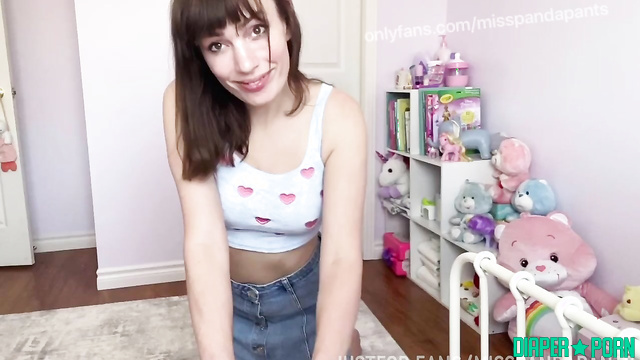 Brunette Ava's POV diaper change and spanking - Misspandapants