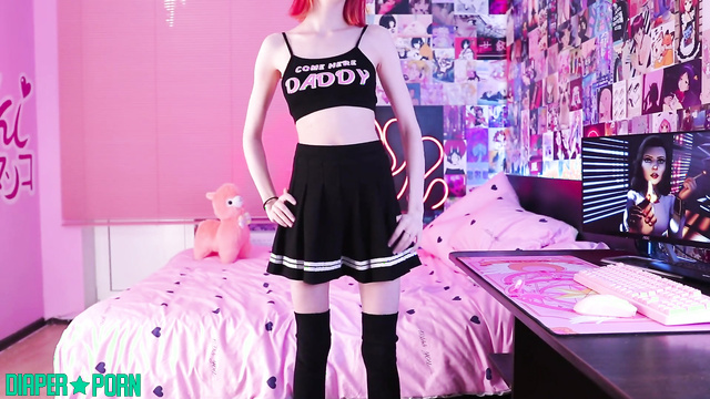 Redhead squirting and fingering in messy delight - ABDL Porn