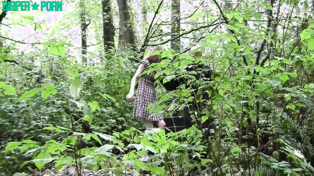 DiaperMess - Stunning Nat Gets Spanked With Twig in the Woods