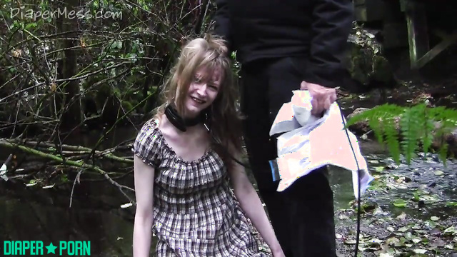 DiaperMess - Stunning Nat Gets Spanked With Twig in the Woods