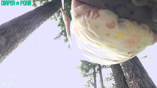 Nude redhead Mercy swings and leaks outdoors - ABDL Porn