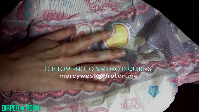 Mercy West horny sniffing tattoo while diaper creaming - ABDL Porn