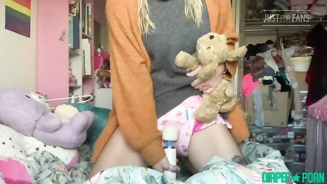 Blonde vibrator tease till panties soaked - ABDL Porn