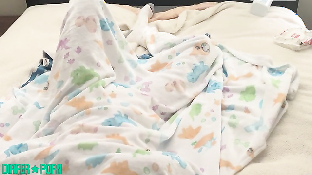 Asian mommy grinding toy on diapered boy - MsMinaDiaperTales