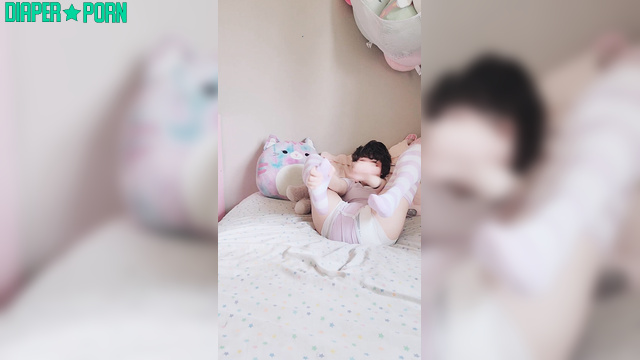 Belle's small tits exposed, snug diaper change - ABDreams