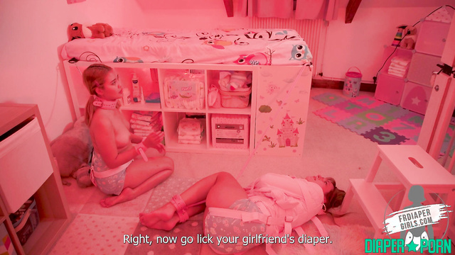Topless Babes Handcuffed, Dirty Diapers Obey - FRDiapergirls