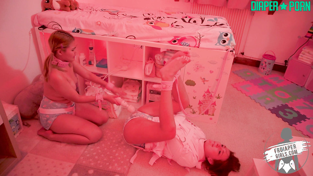 Topless Babes Handcuffed, Dirty Diapers Obey - FRDiapergirls