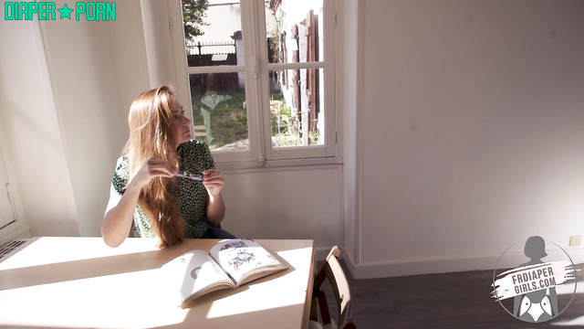 Redhead Zoe moaning as diaper changed with long socks - FRDiapergirls