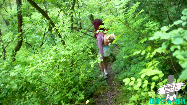 Redhead Gabrielle's Diaper Change in Forest - FRDiapergirls