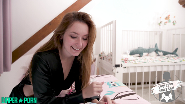 Big tits bouncing as vibrator teases in diaper change - FRDiapergirls