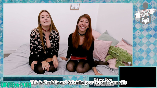 Stockings on, vibrator buzzing, diaper change on cam - FRDiapergirls