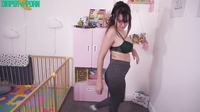 Brunette Charlotte pisses pants needs diaper change - FRDiapergirls