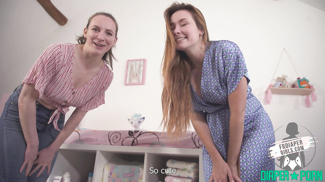 Redhead bitch moaning while diaper changed - FRDiapergirls