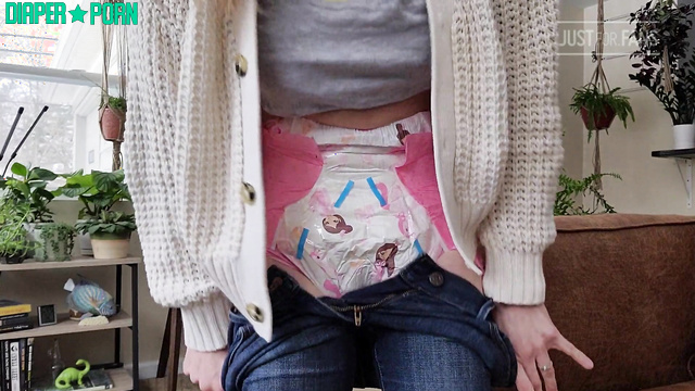 Blonde squirms out of dirty wet diaper - ABDL Porn