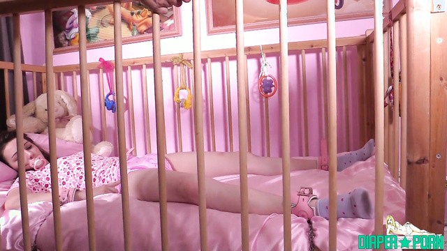 Soother in mouth, handcuffed and whining - UKDiaperGirls