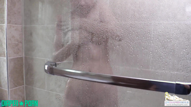 Redhead and Blonde Naked in Shower, Diaper Change Bondage - UKDiaperGirls