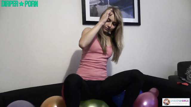 Blonde Chloe grinding inflatable balls topless - UKDiaperGirls