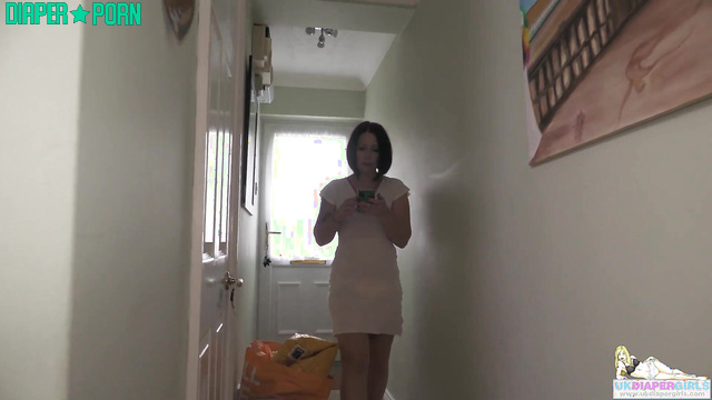 Brunette riding dildo solo, moaning loud - UKDiaperGirls