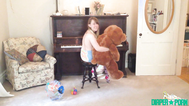 Topless Shannon creaming in soaked diaper - UKDiaperGirls