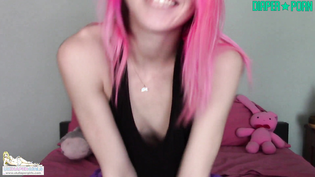Avery's Hairy Pussy Tease with Multicolored Locks - UKDiaperGirls