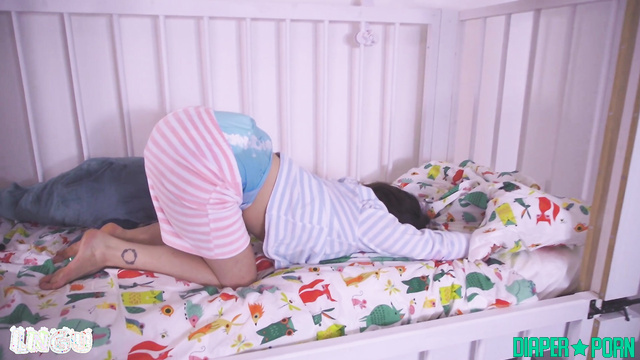 Brunette Joye pissing hard, diaper soaking mess - FRDiapergirls
