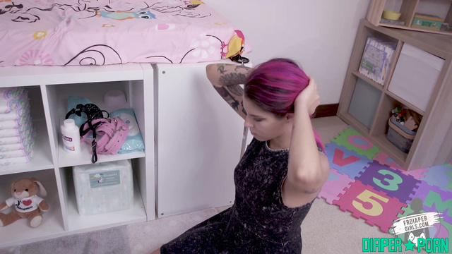 Brunette gagged and hogtied, messy diaper moans - FRDiapergirls