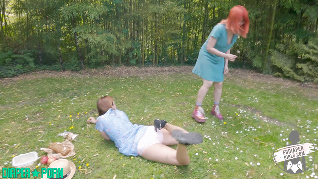 Redhead in regression, moaning under Charlotte's touch - FRDiapergirls