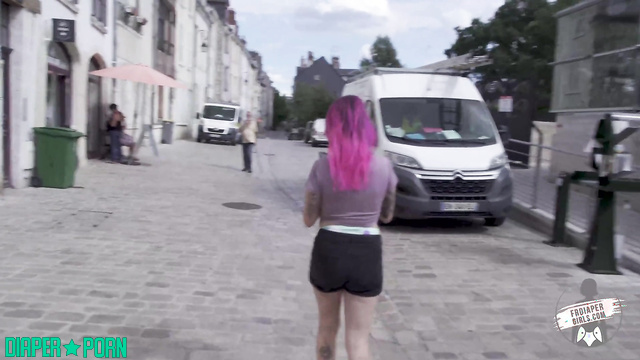 Lola's pussy shaved and diapered in public - FRDiapergirls
