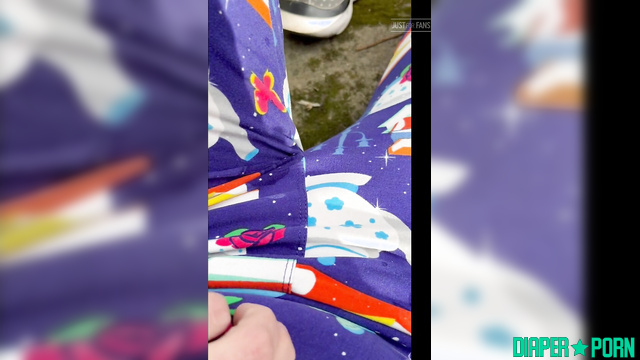 Brunette flashing diaper while walking outdoors - LolaAndThenSome