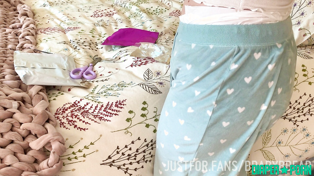 Brunette crawling, teasing in tight pampers - bbabybbear