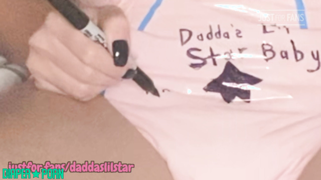Brunette in long socks, tattoed and regressing in crinkly pampers - daddaslilstar