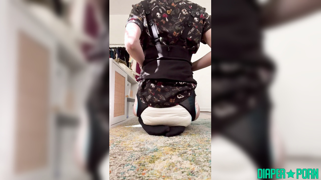 Redhead pissing hard in full diaper, messy - LolaAndThenSome