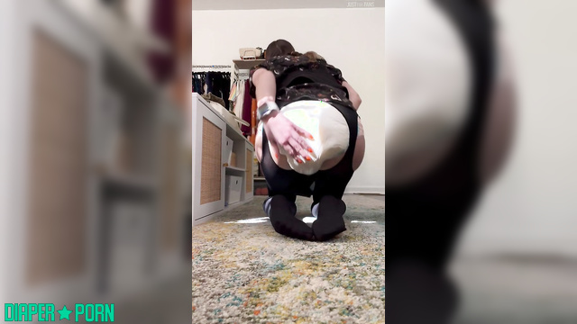 Redhead pissing hard in full diaper, messy - LolaAndThenSome