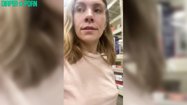 Blonde in store, nervous with noisy diaper rubbing thighs - PaddedkittenVuittQn