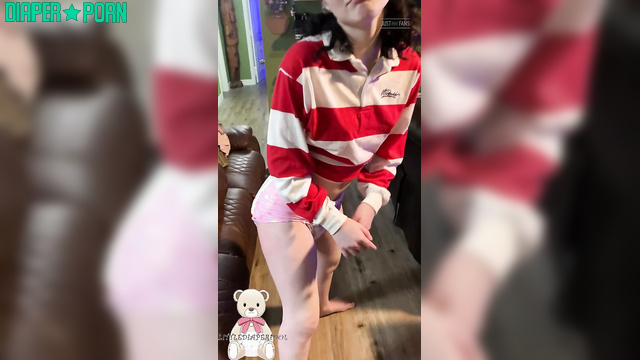 Brunette grinding against bro's knees in ruined diaper - LittleDiaperIdol