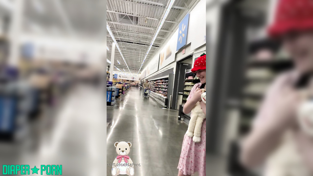LittleDiaperIdol - Walking through the toy store wearing her comfy pampers proudly
