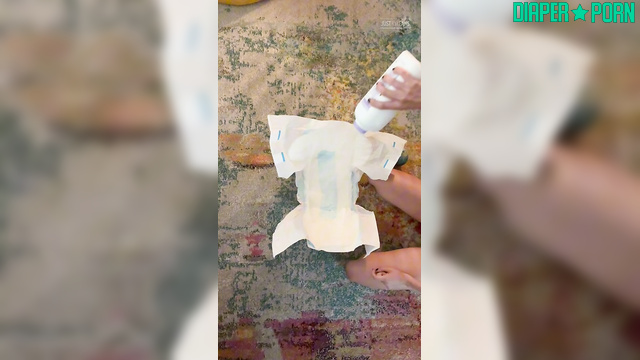 LolaAndThenSome - Before putting on a diaper, a lot of talc is used