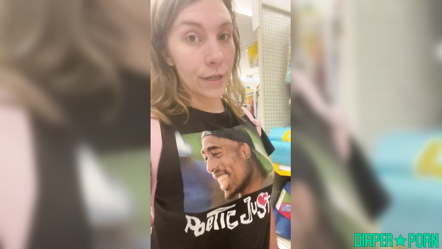 PaddedkittenVuittQn - Walking through the store confidently in a snug nappy