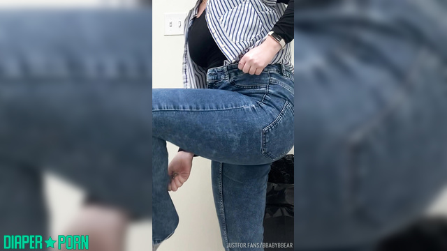 Jeans down, teasing messy diaper change - bbabybbear