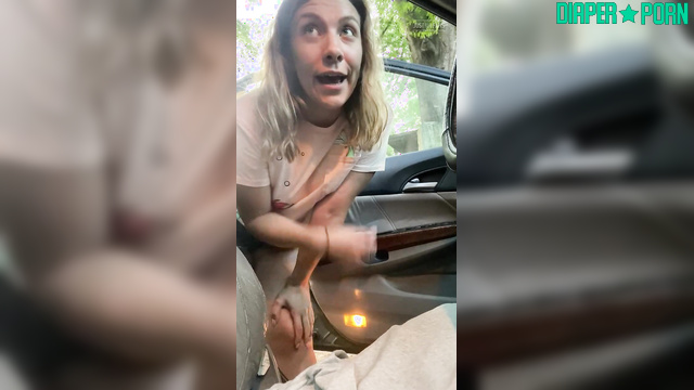 Blonde moaning as soaked diaper presses in car - PaddedkittenVuittQn