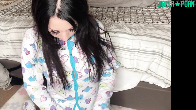 Morning Mess, Hairy Brunette Leaks Loud in Dirty Diaper - daddaslilstar