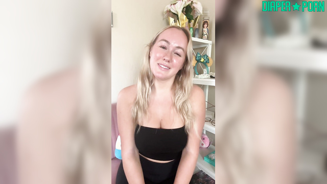 Blonde solo talking dirty with diaper on - Sunbunnystella