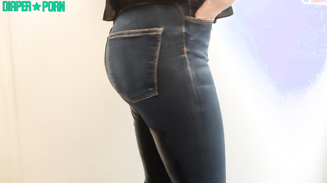 Jeans soaked, pissing hard while moaning - DiaperRosie