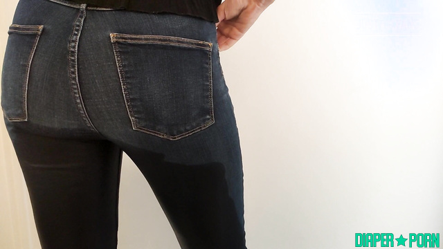 Jeans soaked, pissing hard while moaning - DiaperRosie