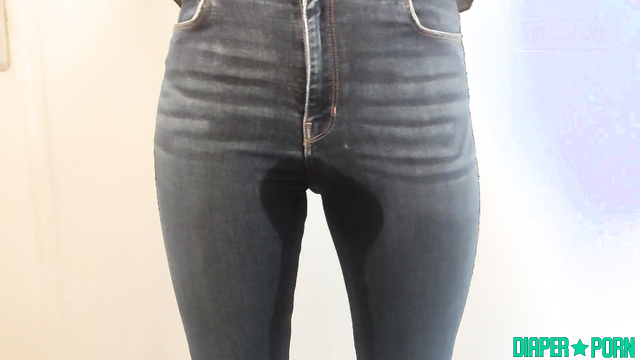 Jeans soaked, pissing hard while moaning - DiaperRosie