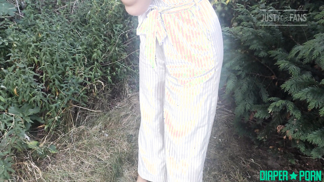 Wet panties pissing hard on quiet outdoor walk - DiaperRosie